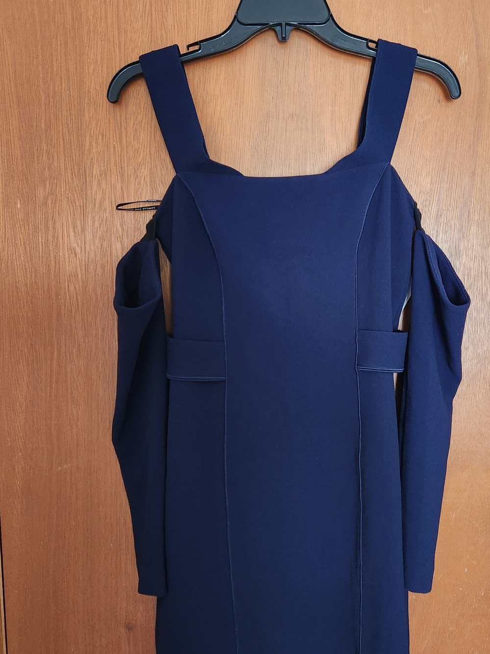 camilla & marc Navy Square-Neck Cold-Shoulder Long Sleeve Dress
